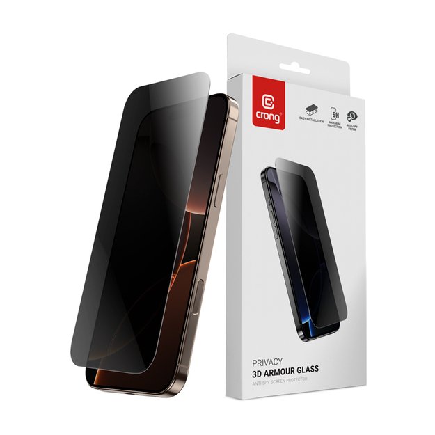 „Crong Privacy 3D Armor Glass“ – grūdintas privatumo stiklas, skirtas „iPhone 16 Pro Max“ 14