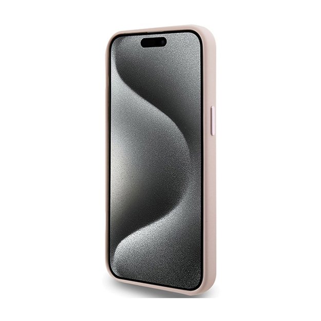 Karl Lagerfeld Silicone Choupette Metal Pin – iPhone 15 Pro Case (rožinis)