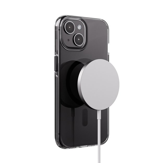 Crong Clear MAG Pro – dėklas iPhone 15 MagSafe (juodas)