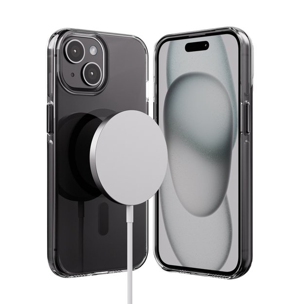 Crong Clear MAG Pro – dėklas iPhone 15 MagSafe (juodas) 1