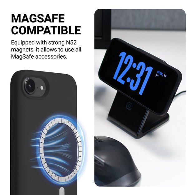 Crong Color Cover Magnetic – dėklas, skirtas iPhone 16e MagSafe (akmens smėlio spalvos)