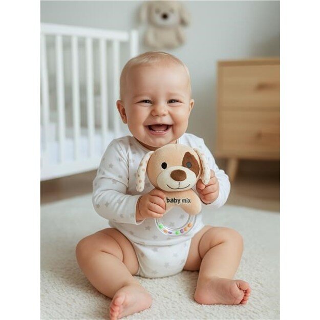 Pliušinis barškutis kūdikiui – rudas šuniukas 1