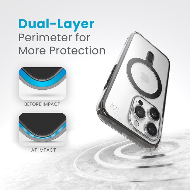 Speck Presidio Perfect-Clear ClickLock & Magsafe – dėklas, skirtas iPhone 15 Pro (skaidrus / matinis juodas / šiferio pilkas) 3