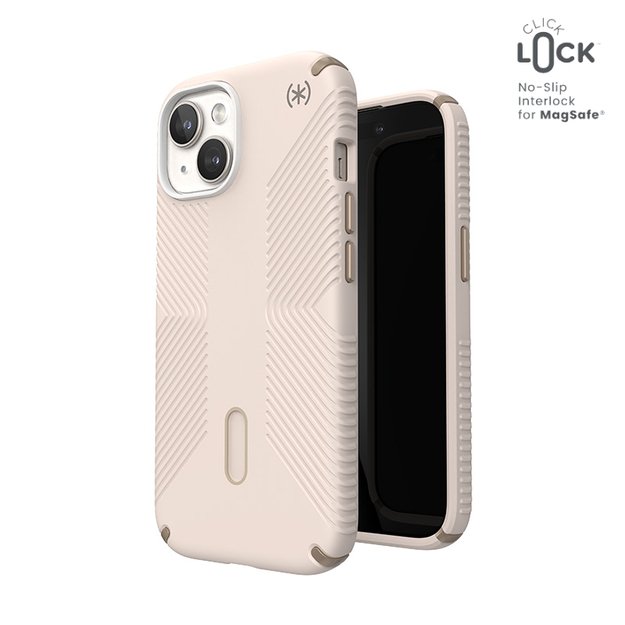 Speck Presidio2 Grip ClickLock & Magsafe – dėklas, skirtas iPhone 16e / iPhone 15 / iPhone 14 / iPhone 13 (balintas kaulas / Heirloom Gold / Hazel Brown) 13