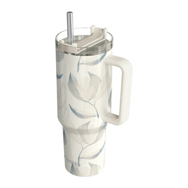 Quokka Stream - nerūdijančio plieno termo puodelis 1200 ml su šiaudeliais (medvilnė) 1