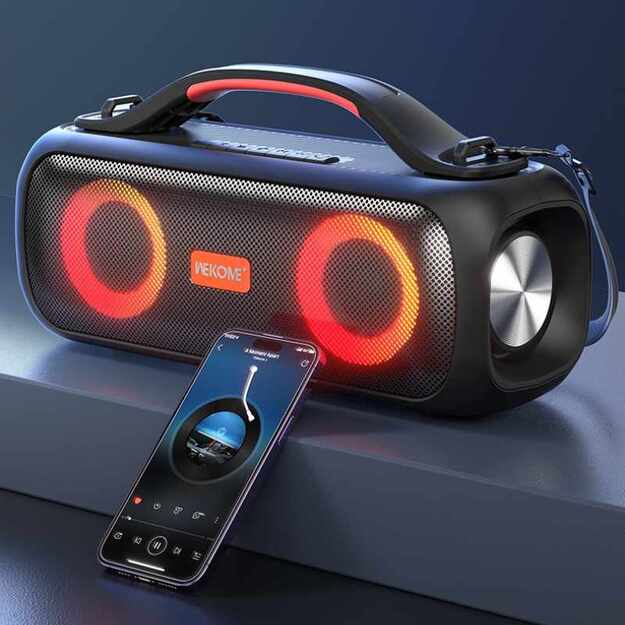 WEKOME D38 Yinla serija – V5.0 30W RGB LED nešiojamasis belaidis Bluetooth garsiakalbis (juodas) 24