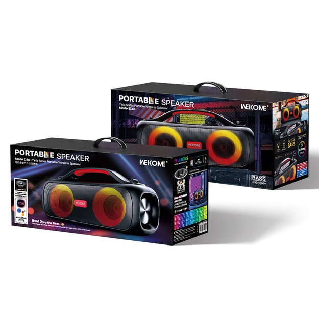 WEKOME D38 Yinla serija – V5.0 30W RGB LED nešiojamasis belaidis Bluetooth garsiakalbis (juodas) 15