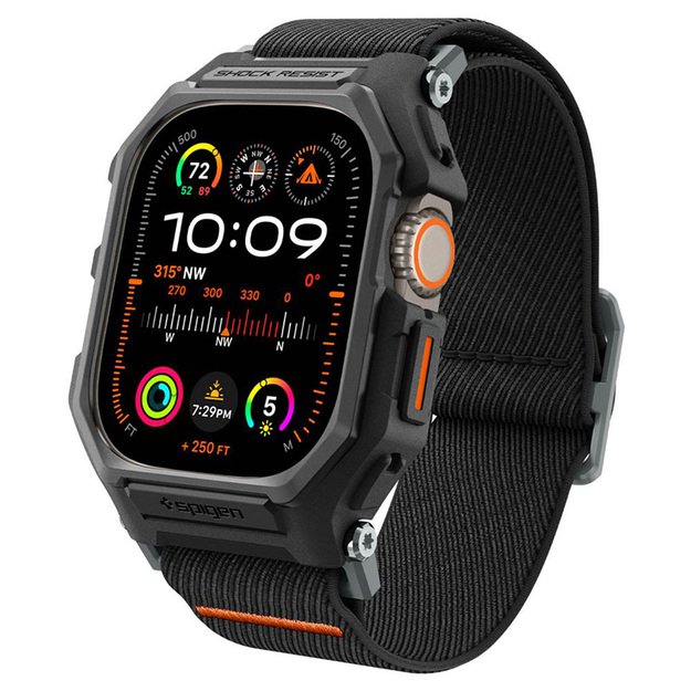 „Spigen Lite Fit Pro“ – dėklas su dirželiu, skirtas „Apple Watch Ultra 1/2“ (49 mm) (matinis juodas)