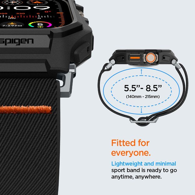 „Spigen Lite Fit Pro“ – dėklas su dirželiu, skirtas „Apple Watch Ultra 1/2“ (49 mm) (matinis juodas)