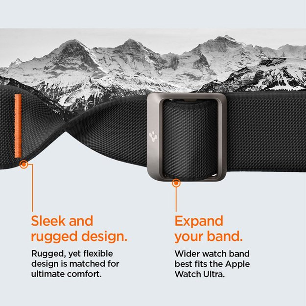 „Spigen Lite Fit Pro“ – dėklas su dirželiu, skirtas „Apple Watch Ultra 1/2“ (49 mm) (matinis juodas)