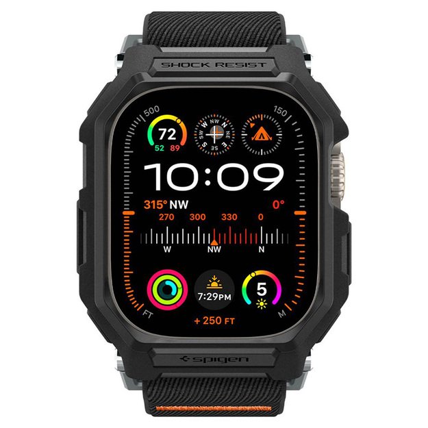 „Spigen Lite Fit Pro“ – dėklas su dirželiu, skirtas „Apple Watch Ultra 1/2“ (49 mm) (matinis juodas)