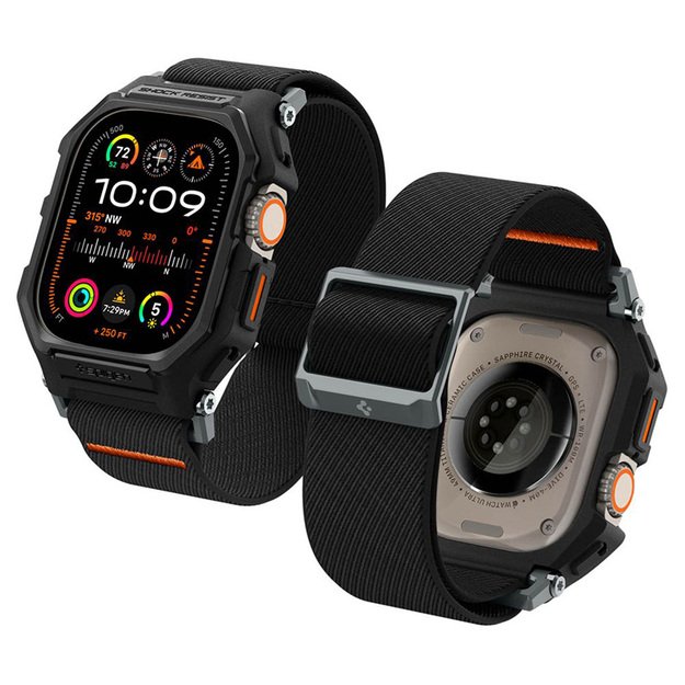„Spigen Lite Fit Pro“ – dėklas su dirželiu, skirtas „Apple Watch Ultra 1/2“ (49 mm) (matinis juodas)