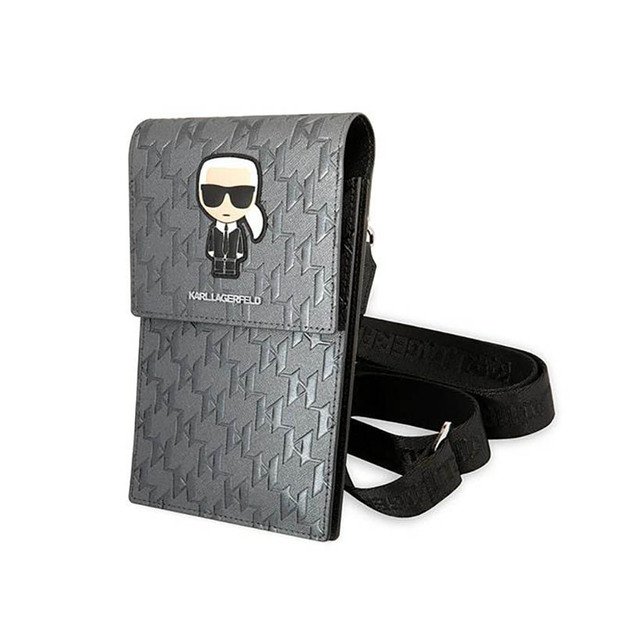 Karl Lagerfeld Monogram Ikonik Patch Piniginė Telefono Krepšys - Krepšys Išmaniajam Telefonui ir Priedams (Sidabrinis) 6