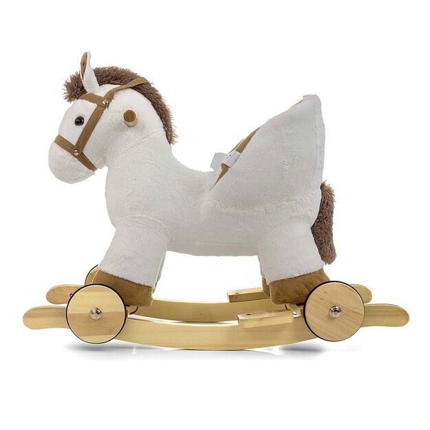 Milly Mally Polly white rocking horse with melody and wheels