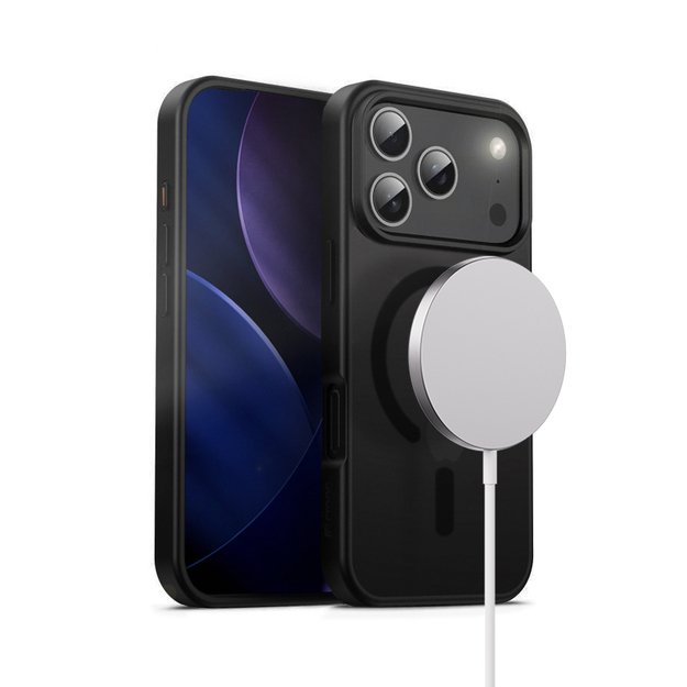 „Crong Hybrid Frost MAG“ dėklas – „MagSafe iPhone 17 Pro“ (juodas) 7