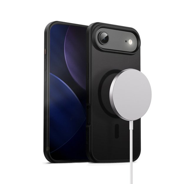 „Crong Hybrid Frost MAG“ dėklas – „MagSafe iPhone 17 Air“ dėklas (juodas) 1