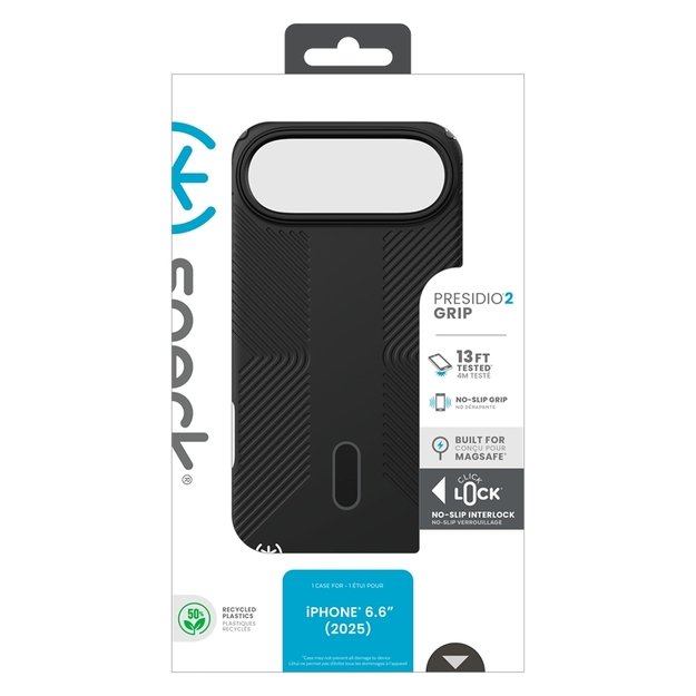 „Speck Presidio2 Grip ClickLock & MagSafe“ dėklas, skirtas „iPhone 17 Air“ (juodas / pilkas / baltas) 6
