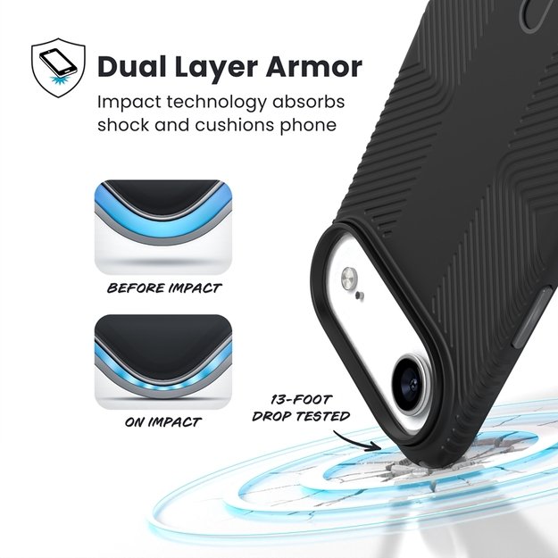 „Speck Presidio2 Grip ClickLock & MagSafe“ dėklas, skirtas „iPhone 17 Air“ (juodas / pilkas / baltas) 1