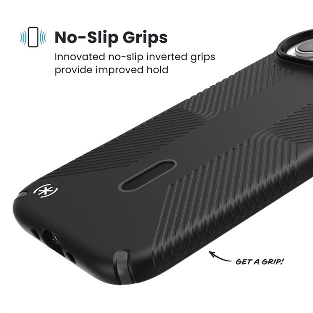 „Speck Presidio2 Grip ClickLock & MagSafe“ dėklas, skirtas „iPhone 17 Air“ (juodas / pilkas / baltas) 16