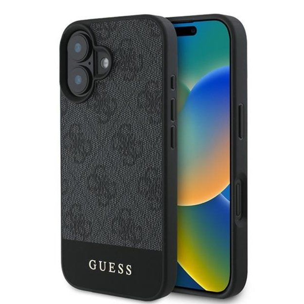 „Guess 4G Bottom Stripe“ dėklas, skirtas „iPhone 16“ (pilkas) 7