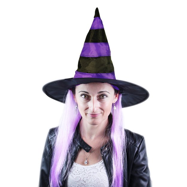 Witch hat with purple hair for children 1