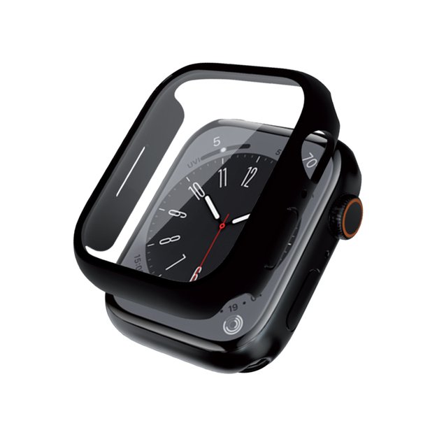 Crong hibridinis laikrodžio dėklas – dėklas su stiklu, skirtas Apple Watch 44 mm (juodas) 11