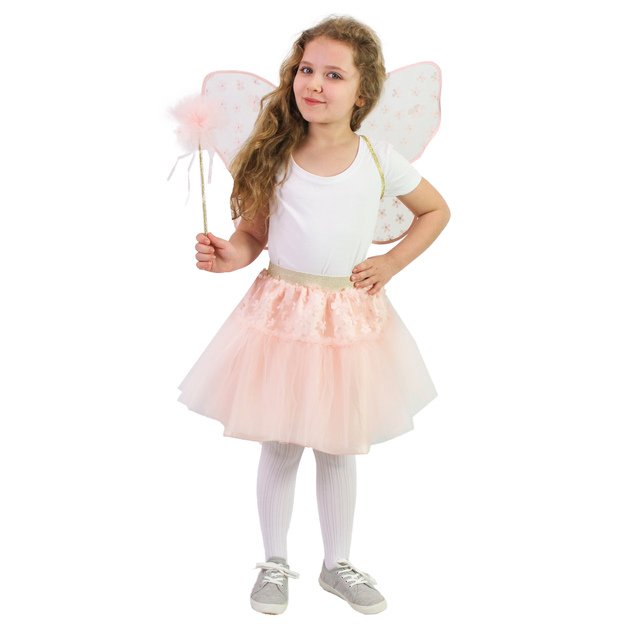Children costume pink fairy tutu skirt with accs.