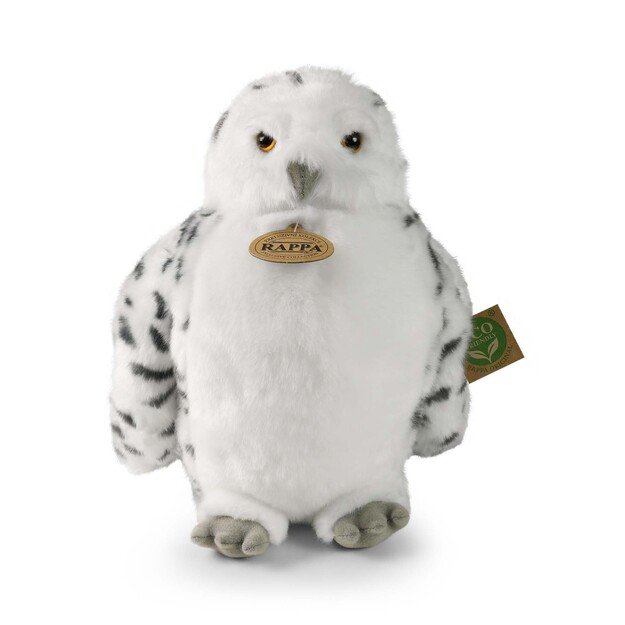 Pliušinė balta pelėda su besisukančia galva 28 cm ECO-F.