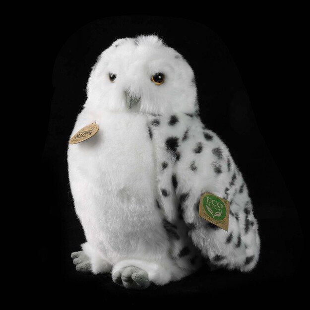Pliušinė balta pelėda su besisukančia galva 28 cm ECO-F. 5