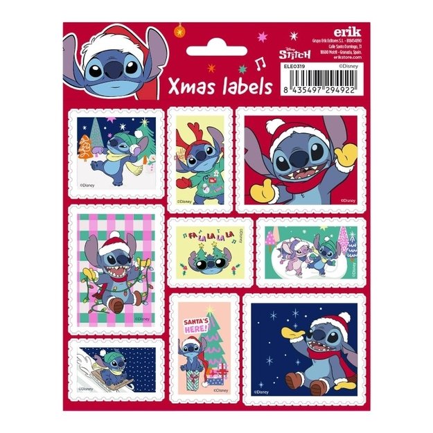 „Disney Stitch“ – 18 lipnių kalėdinių lipdukų rinkinys 1