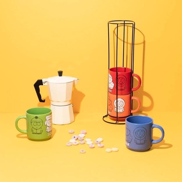 Pietų parkas - 4 keraminių puodelių su stovu rinkinys, 300 ml 4