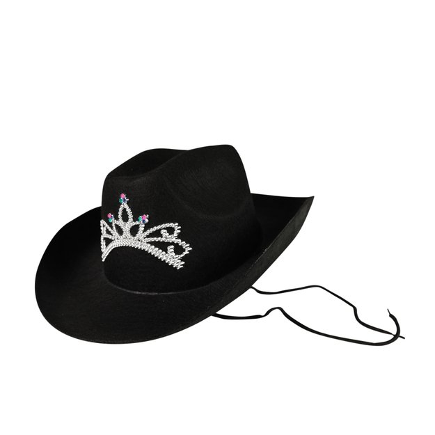 Kaubojiška juoda skrybėlė su karūna suaugusiems 1