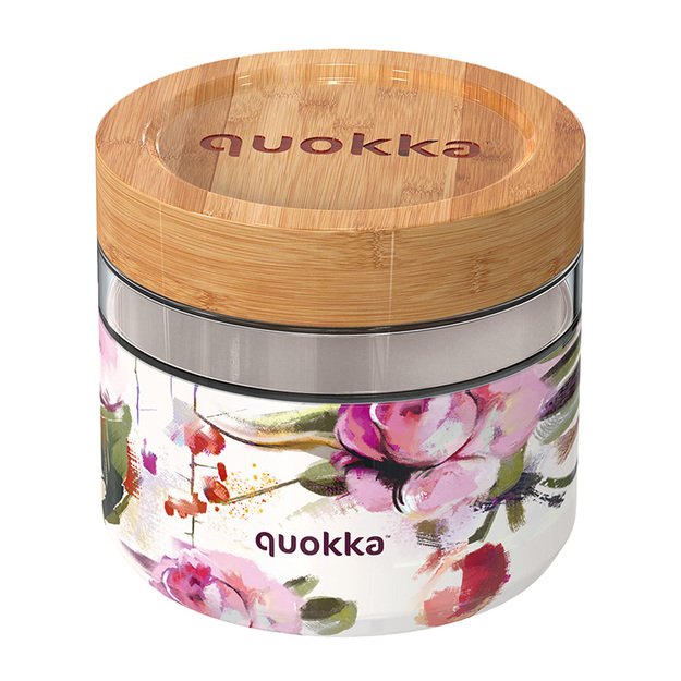 Quokka Deli Food Jar - Stiklinis maisto indelis / priešpiečių dėžutė 820 ml (Dark Flowers) 4