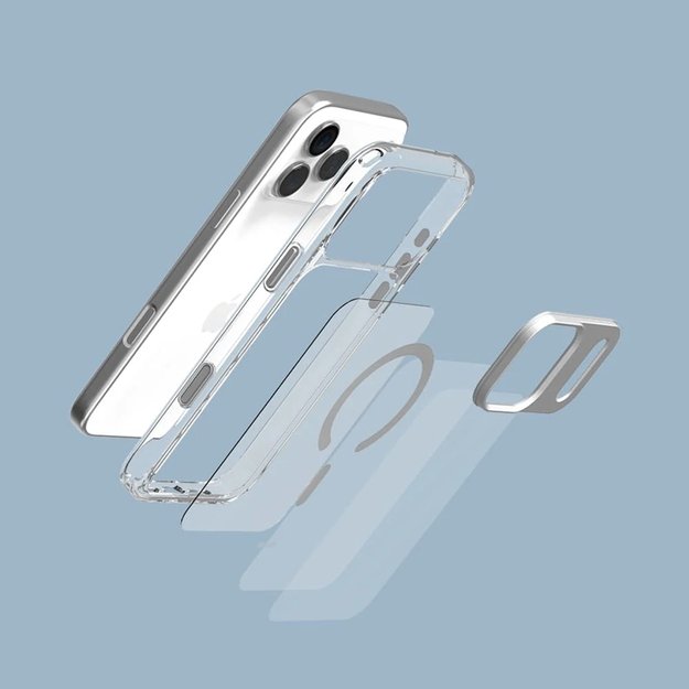 „Moshi iGlaze MagSafe“ dėklas „iPhone 17 Pro Max“ (sidabrinis) 7