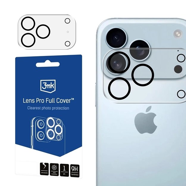 3mk „Lens Pro Full Cover“ – kameros objektyvo stiklas, skirtas „iPhone 17 Pro Max“ 9