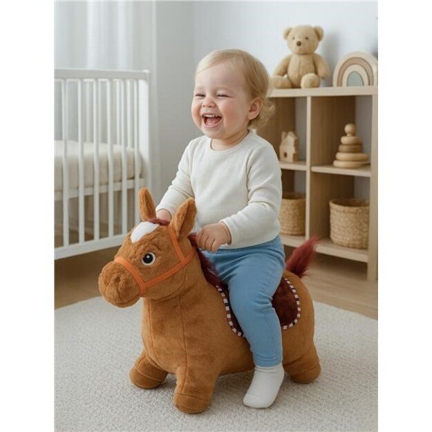 Pliušinis pripučiamas arkliukas su garsu Baby Mix Brown 1