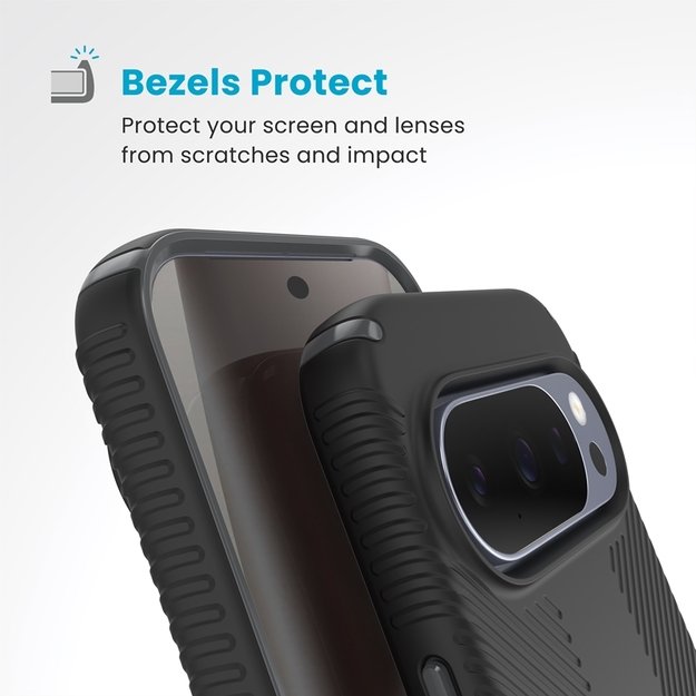 „Speck Presidio2 Grip Magnet“ dėklas, skirtas „Google Pixel 10“ / „Google Pixel 10 Pro“ (juodas / pilkas) 4