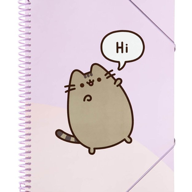 Pusheen - A4 A4 segtuvas su elastine juostele + 30 permatomų marškinių