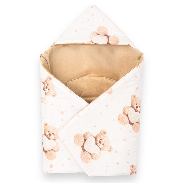 Izoliuotas vystymo apklotas automobilinei kėdutei „New Baby Love“ meškiukas, smėlio spalvos