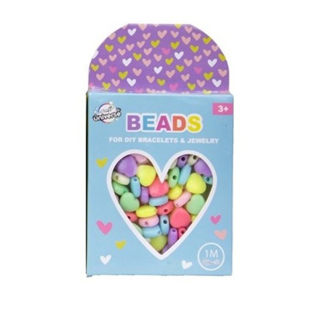 Karoliukų rinkinys - širdelės + 1 metro virvelė 1