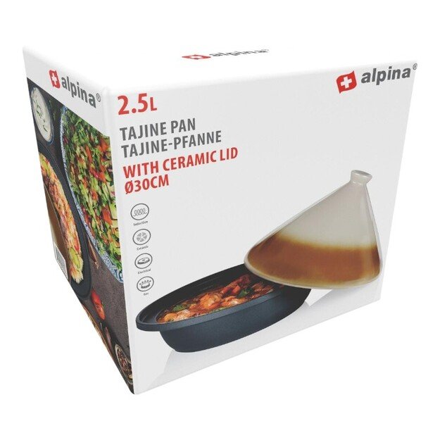 Alpina - Tajine troškintuvas su keraminiu kūginiu dangčiu 30x25 cm 2,5 l 11