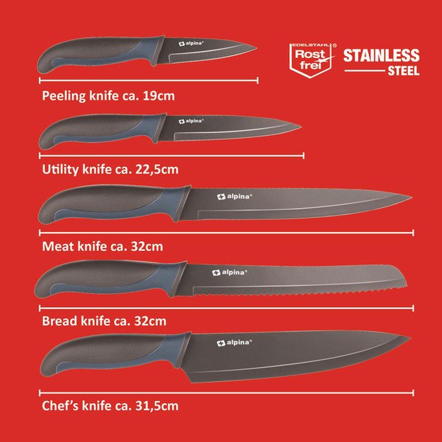 Alpina - Nerūdijančio plieno peilių rinkinys (rudas) 3