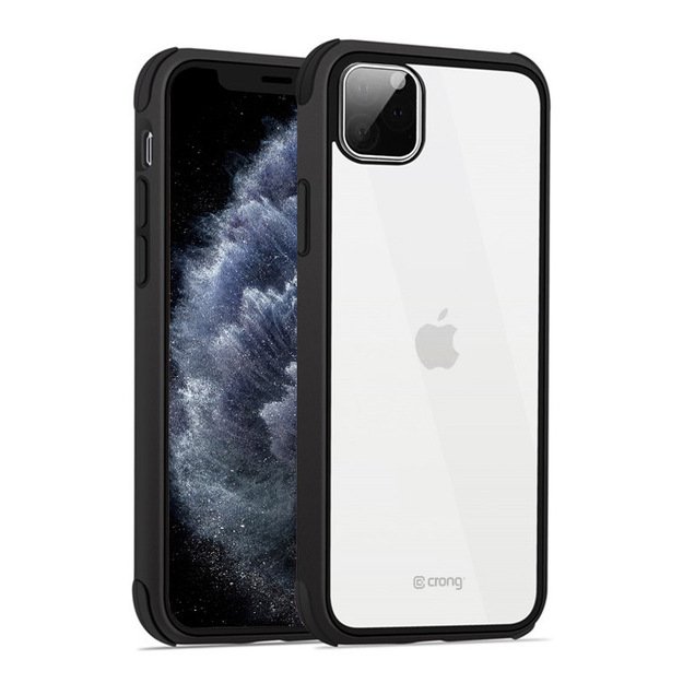 „Crong Trace Clear Cover“ – hibridinis apsauginis dėklas, skirtas „iPhone 11 Pro“ (juodas / juodas)