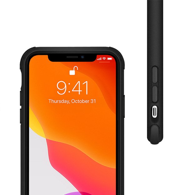 „Crong Trace Clear Cover“ – hibridinis apsauginis dėklas, skirtas „iPhone 11 Pro“ (juodas / juodas)