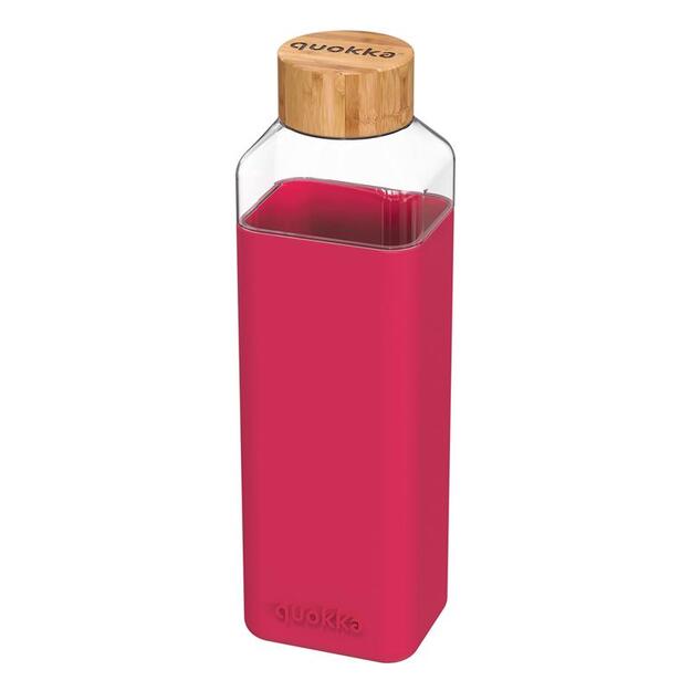 Quokka Storm - Stiklinis suapvalintas buteliukas su silikoniniu dangteliu 700ml (Maroon)