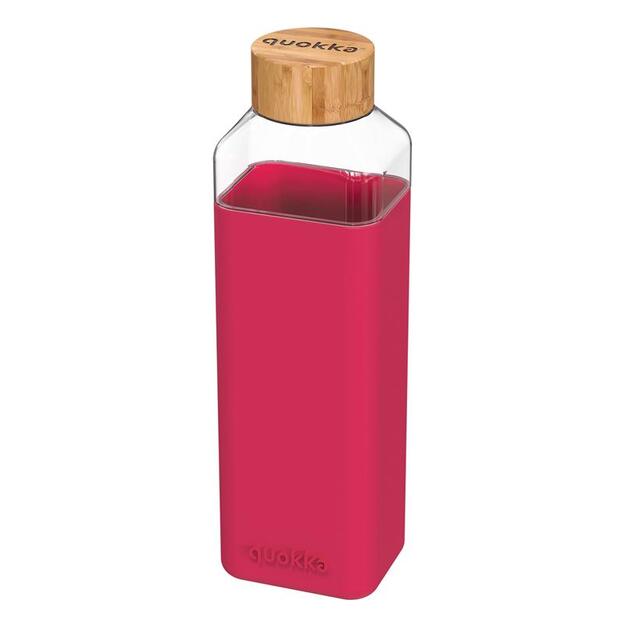 Quokka Storm - Stiklinis suapvalintas buteliukas su silikoniniu dangteliu 700ml (Maroon) 1