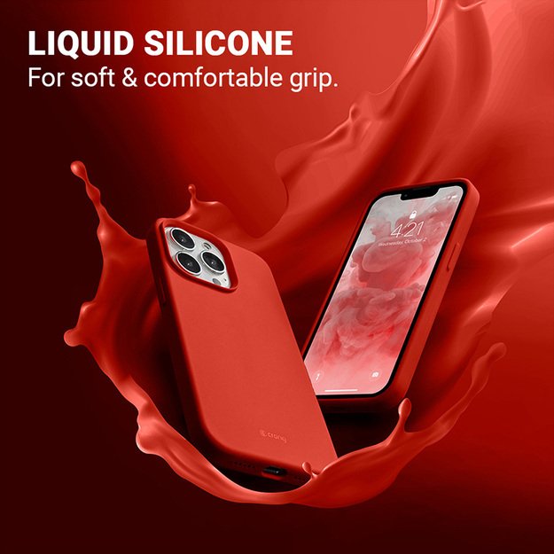 „Crong Color Cover“ skystas silikoninis dėklas, skirtas „iPhone 13 Pro Max“ (raudonas)