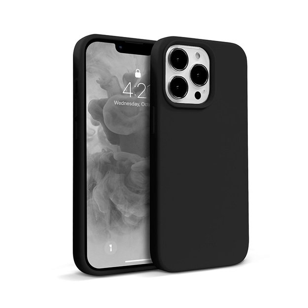 „Crong Color Cover“ skystas silikoninis dėklas, skirtas „iPhone 13 Pro“ (juodas)
