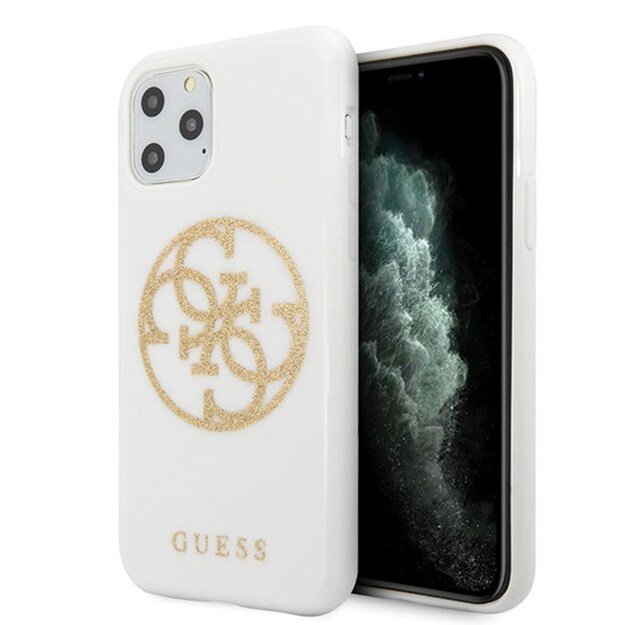 „Guess Circle Glitter 4G“ – dėklas, skirtas „iPhone 11 Pro Max“ (baltas) 1