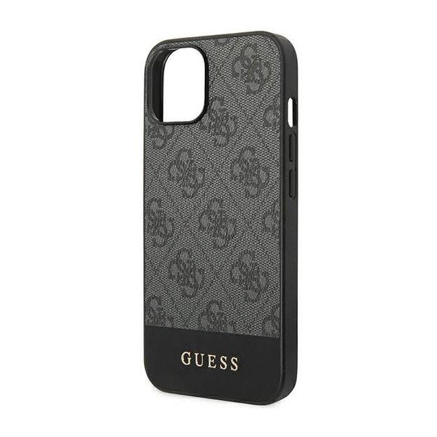 Guess 4G Bottom Stripe Metal Logo Collection – dėklas, skirtas iPhone 14 Plus (pilkas) 22